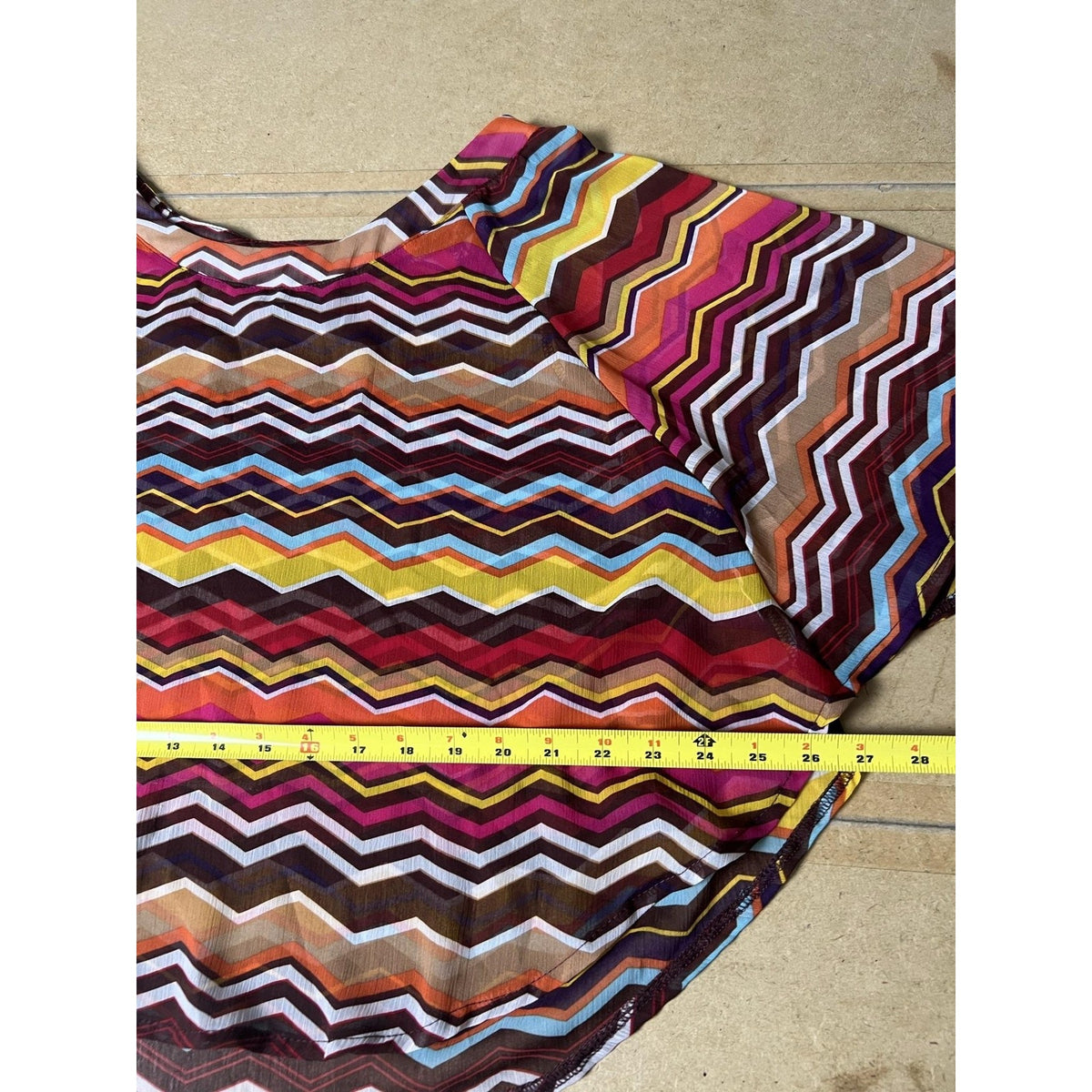 About A Girl... Blouse Womens L Multicolor Scoop Neck Kimono Sleeve Chiffon
