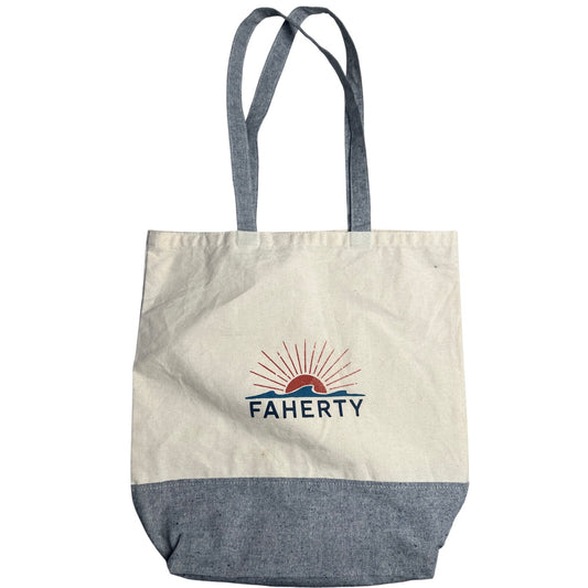 Faherty Tote Bag Canva White & Gray 100% Cotton