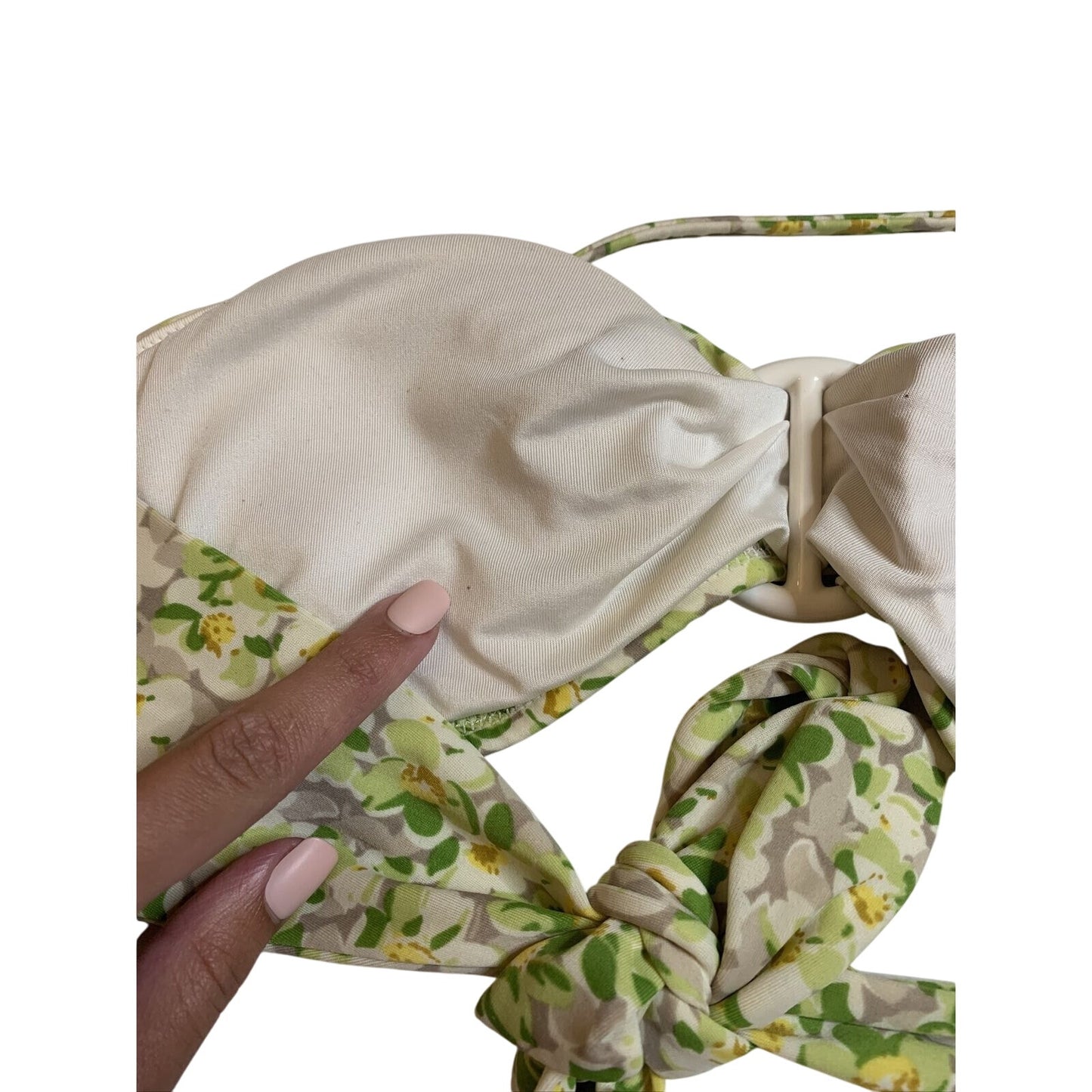 Victoria's Victoria Secret Bikini Green Yellow Flower Bikini Top Size Small S