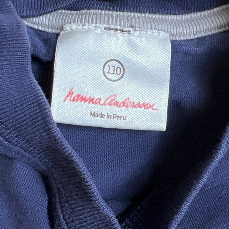 Hanna Andersson Blue Stripped Long Sleeve Deer Graphic Boy Size 110