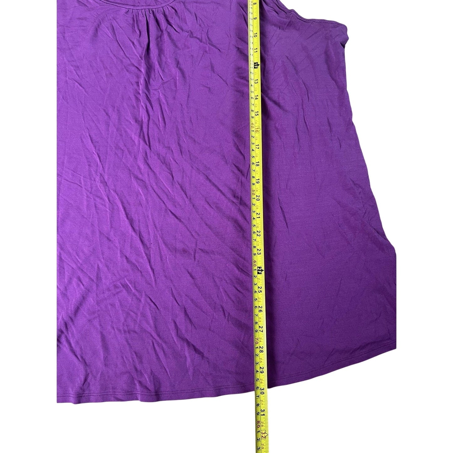 Eileen Fisher Tank Womens 3X Purple Jersey Scoop Neck Pleated Silk Relaxed
