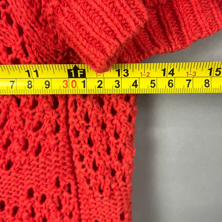 Guinevere Anthropologie Orange-Red Open Knit Boho Cardigan Size M