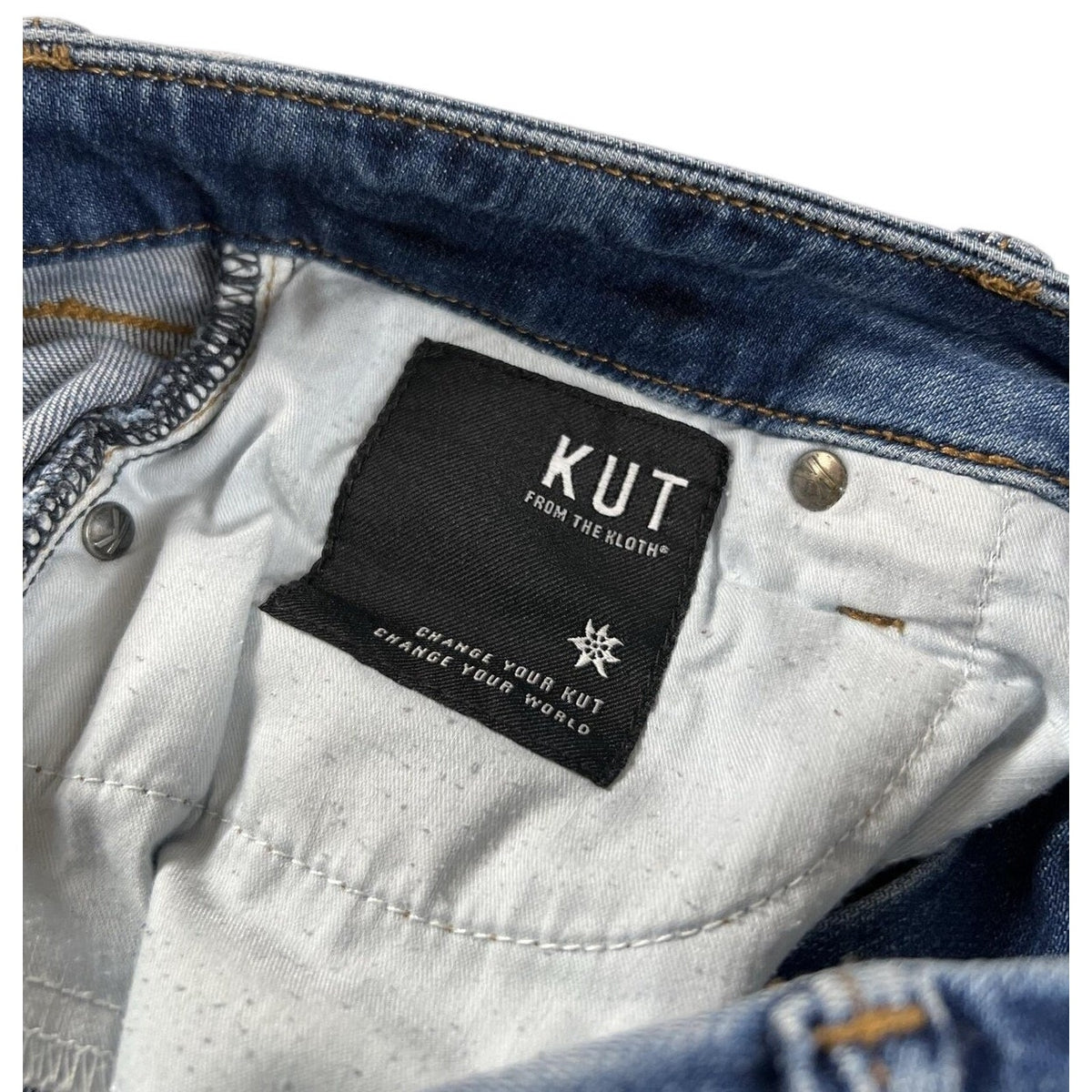 KUT From The Kloth Pants Women's 4L Blue Cropped Denim Stretch Pockets Zip