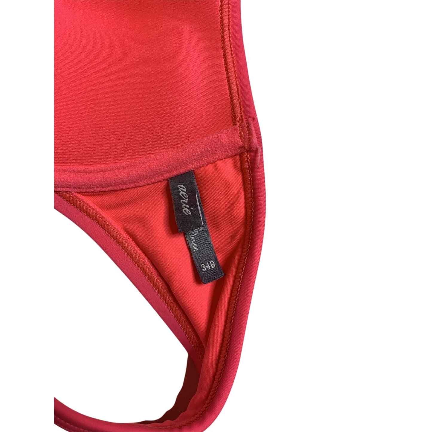 Aerie Neon Pink Ruffled Push Up Bikini Top-Size 34B - EUC