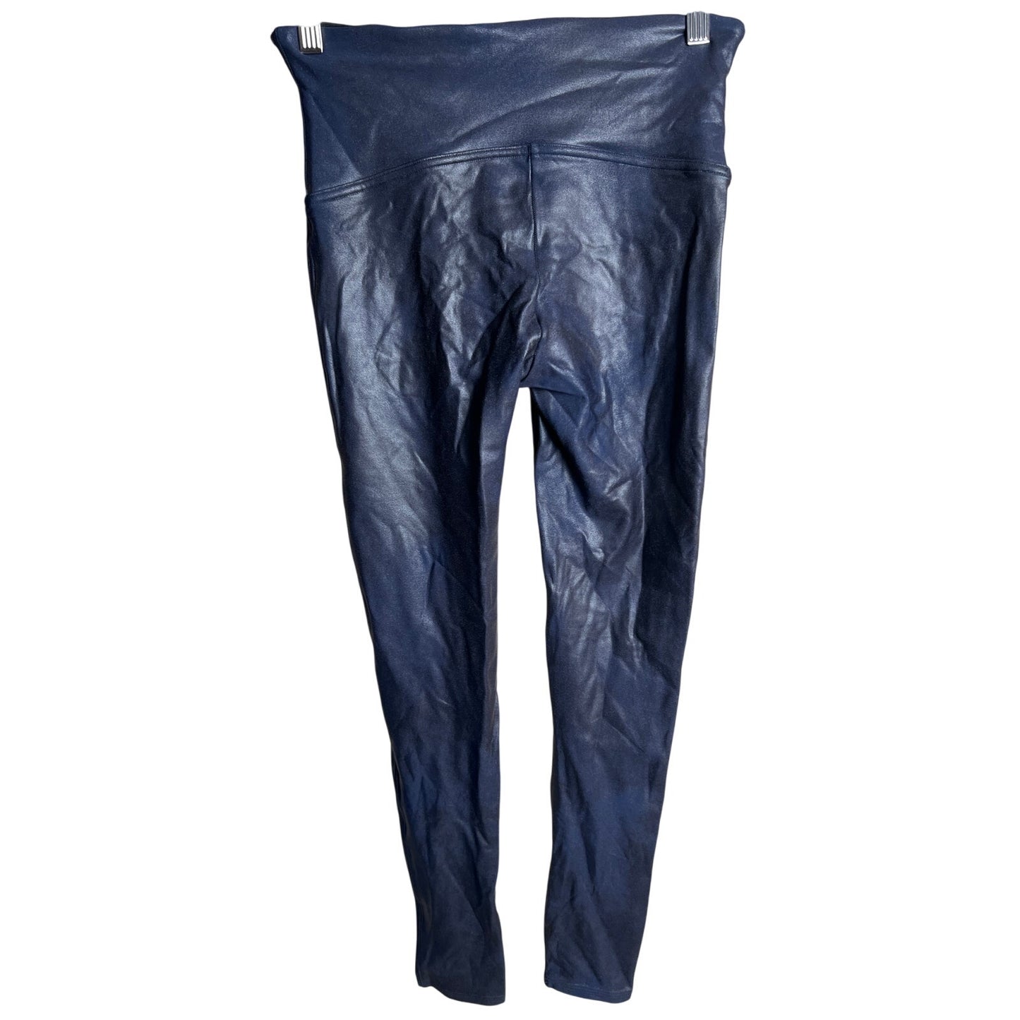 Spanx Large Black Shimmer Metallic Faux Leather Leggings