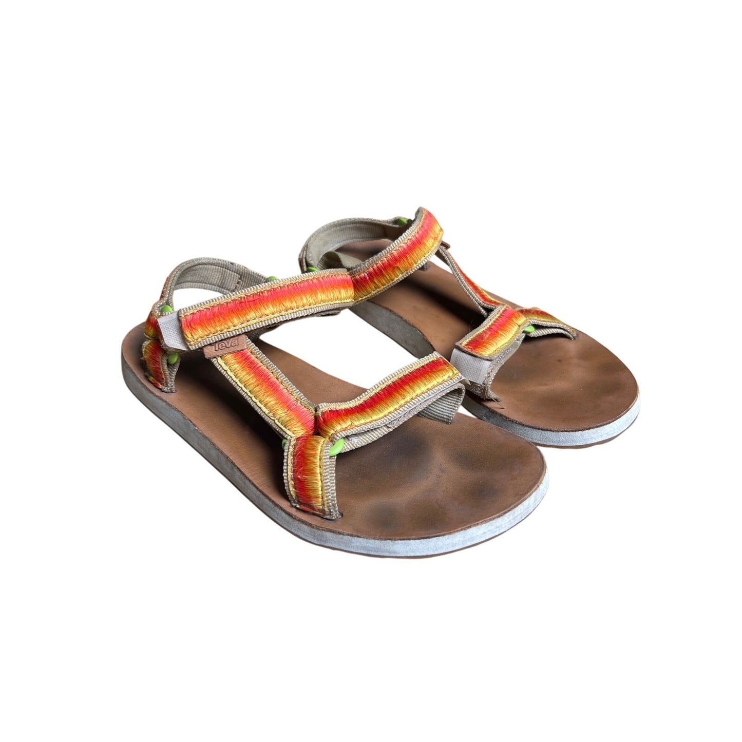 Teva Original Universal Sandals Womens 8 Orange Ombre Thread Leather Hook Loop