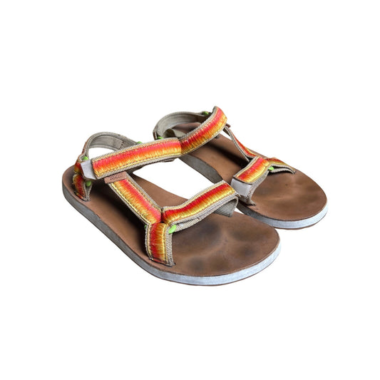 Teva Original Universal Sandals Womens 8 Orange Ombre Thread Leather Hook Loop