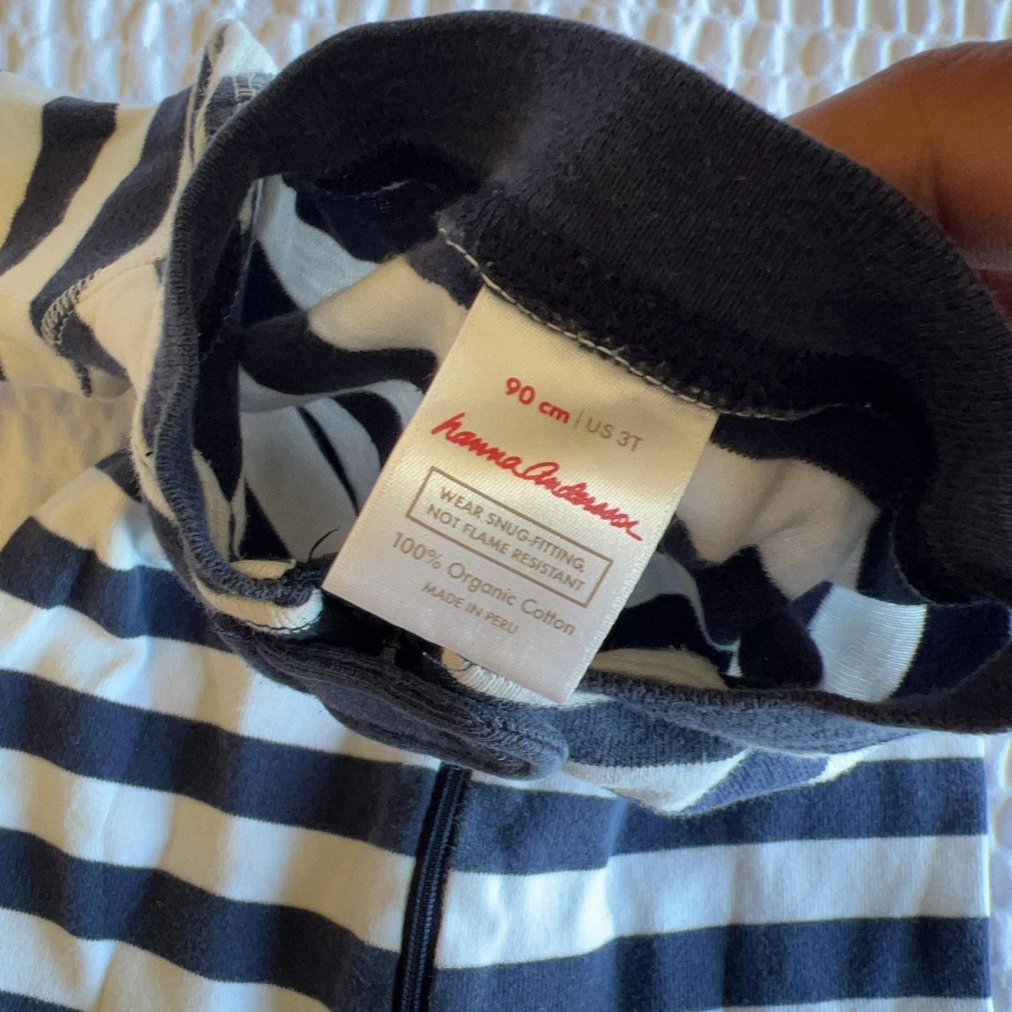 Hanna Andersson Jacket Unisex 3T Blue Striped Full Zip Jersey Organic Cotton