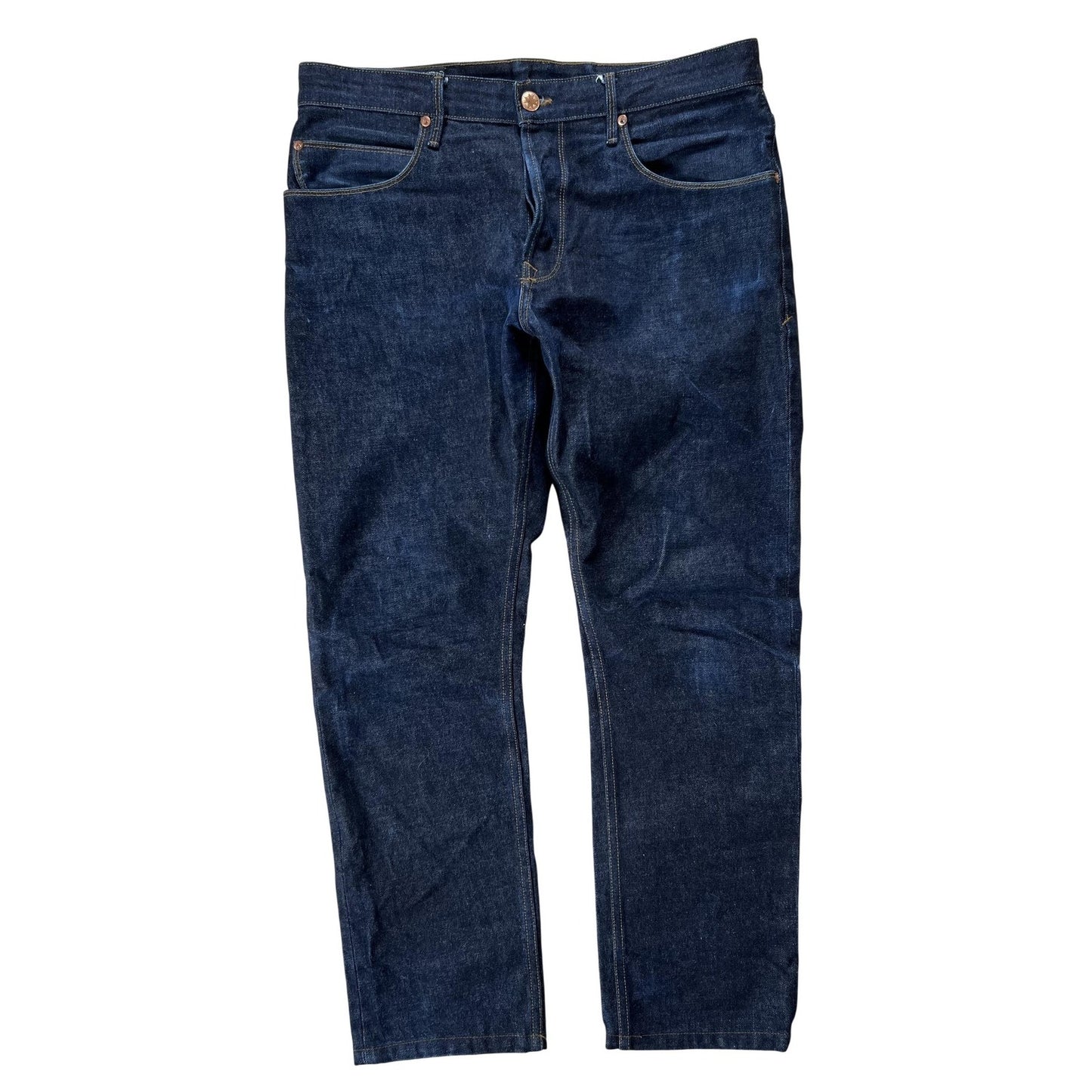 Avila Mens 35 Blue Chino Slim Tapered Denim Cotton 5-Pocket Flat Front Casual