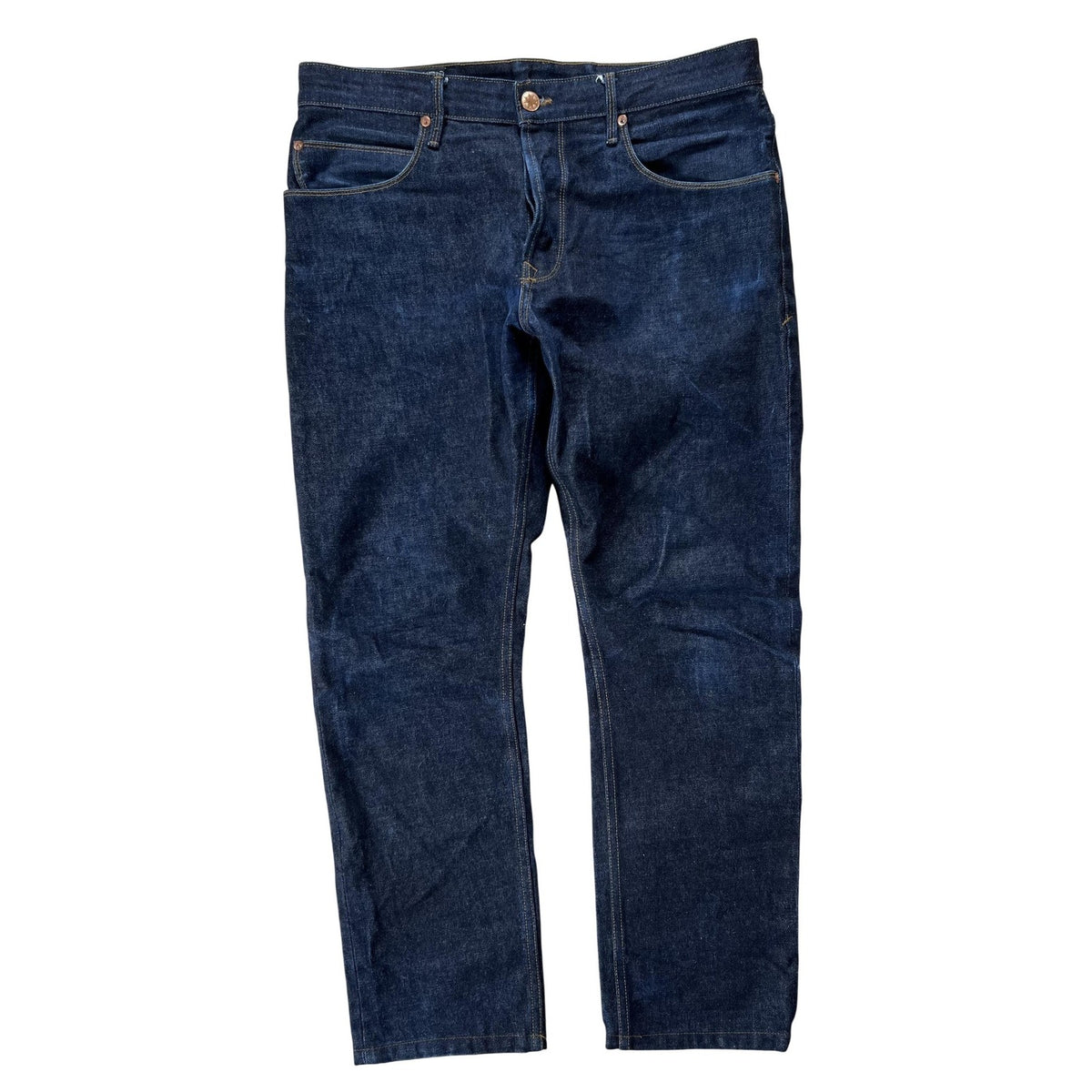 Avila Mens 35 Blue Chino Slim Tapered Denim Cotton 5-Pocket Flat Front Casual