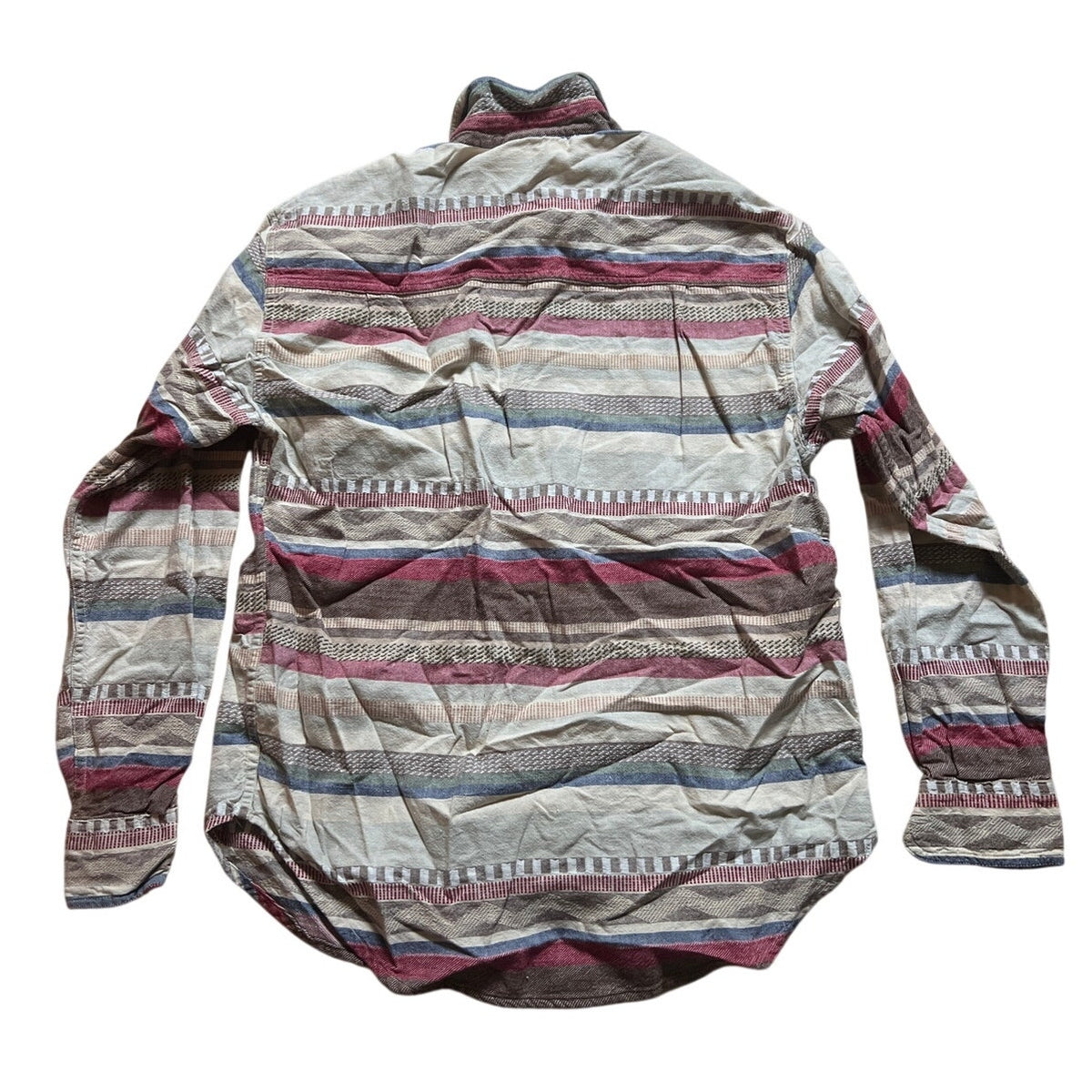 Vintage Kikomo Tribal Shirt Womens M Striped Button Up Long Sleeve