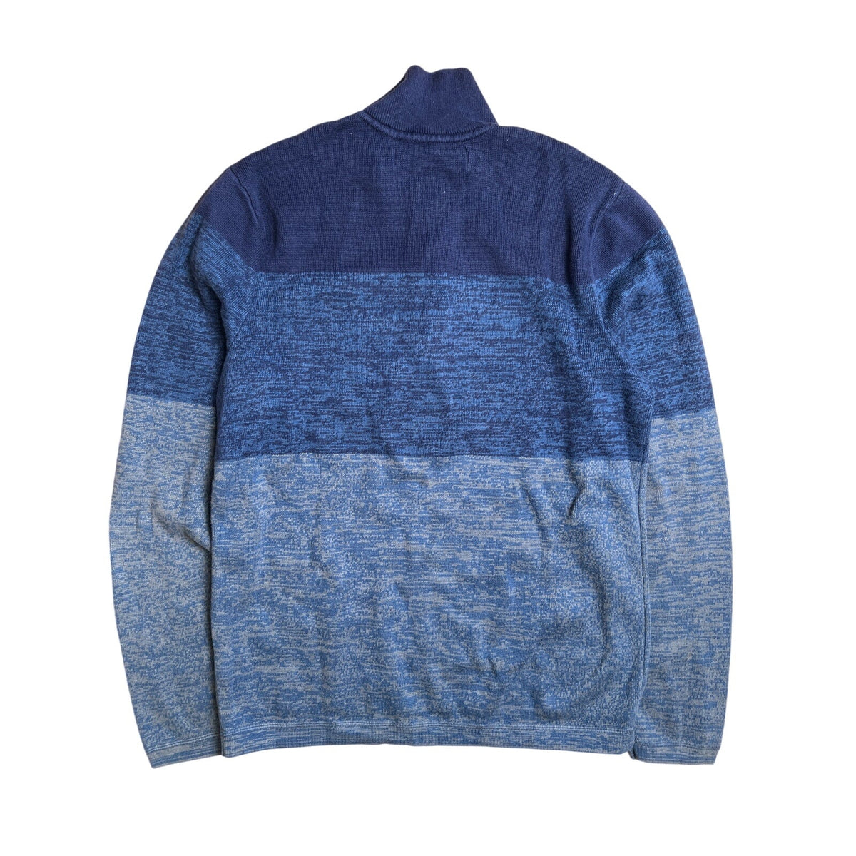 REI Sweater Mens Small Blue Heathered Mock Neck 1/4 Zip Pullover HIking