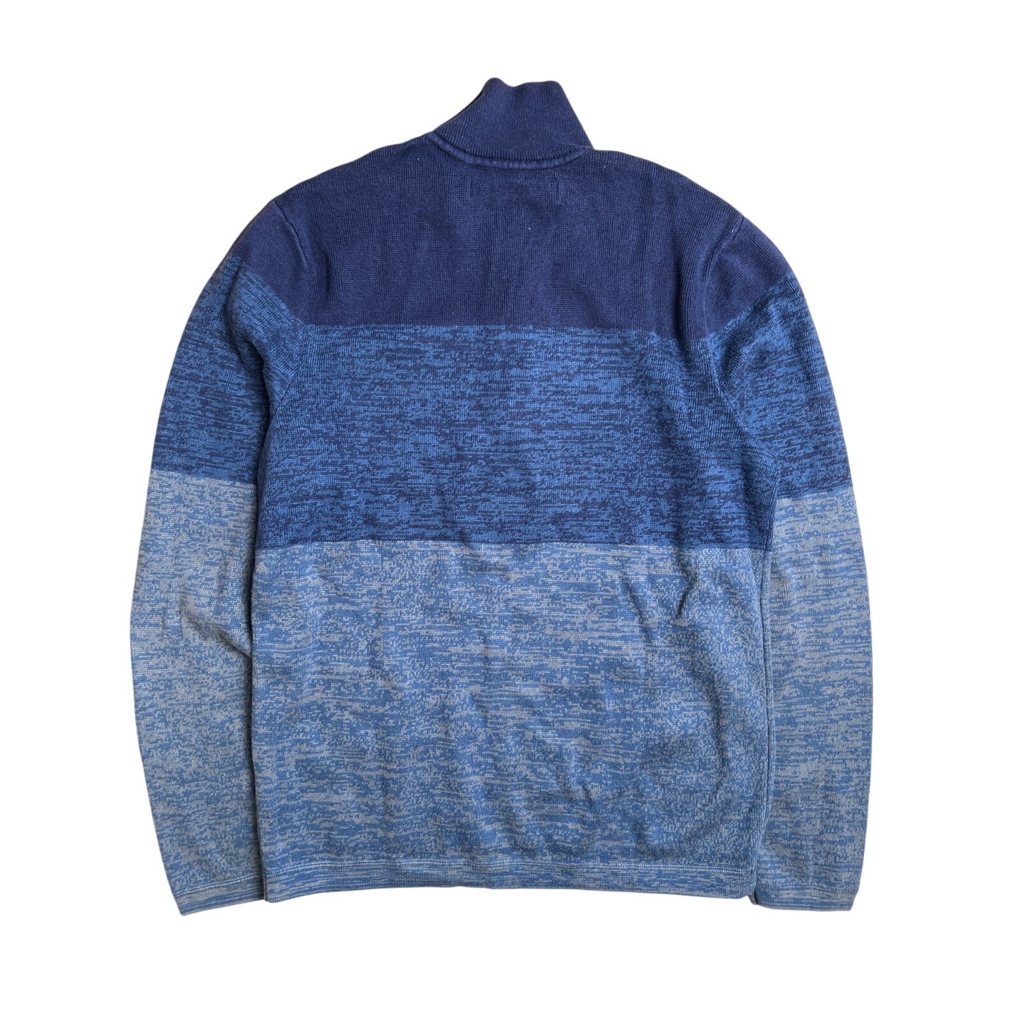 REI Sweater Mens Small Blue Heathered Mock Neck 1/4 Zip Pullover HIking