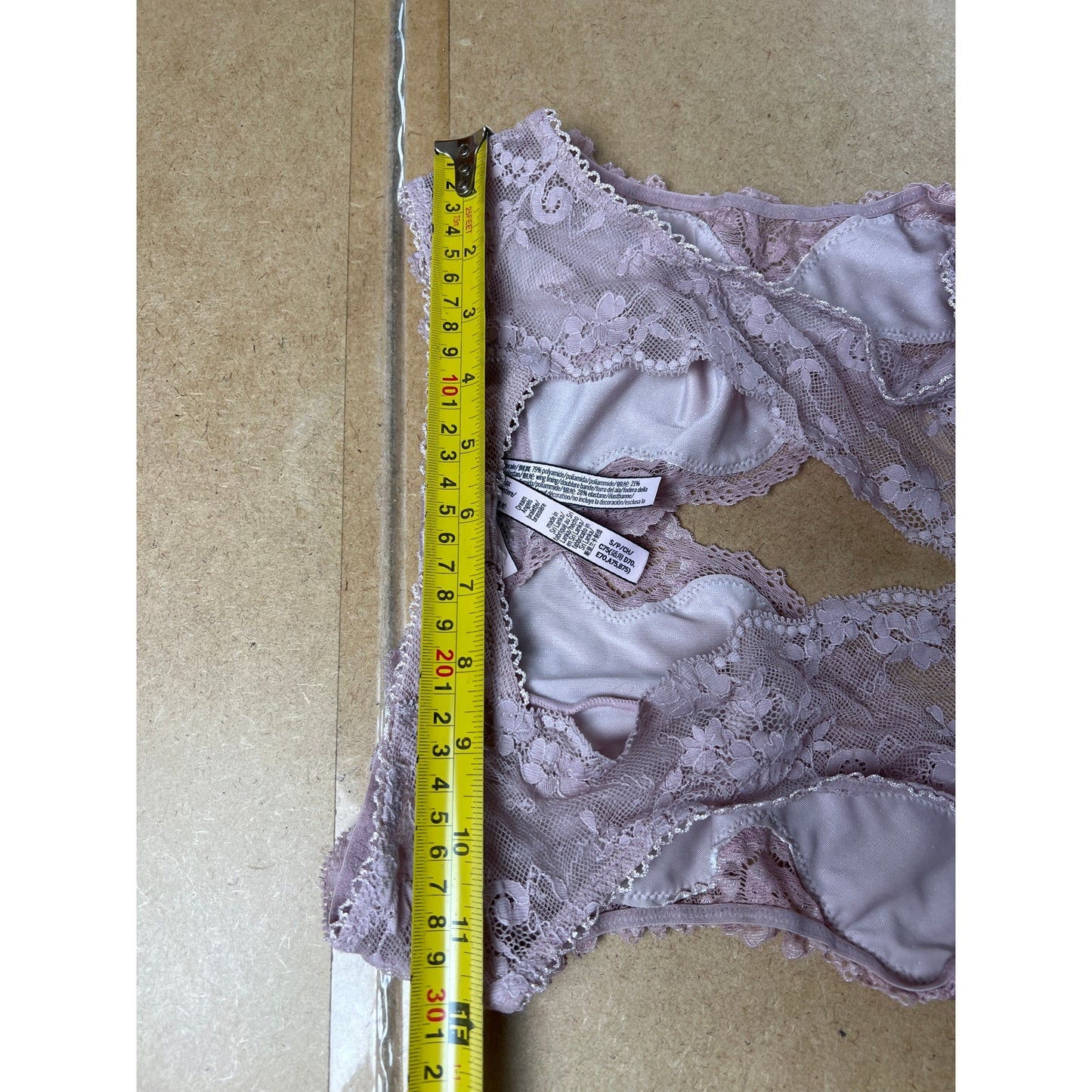 Victoria Secret Womens M Pink Lace Bralette Racerback Wireless Hook & Eye Back