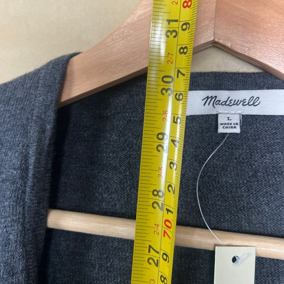 NWT Madewell Kent Cardigan Sweater In Gray Women's Size L