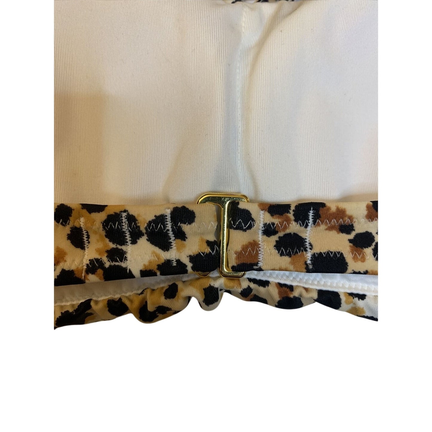 Victoria's Victoria Secret Bikini Top Cheetah Fringe Halter Tie Size Small S EUC