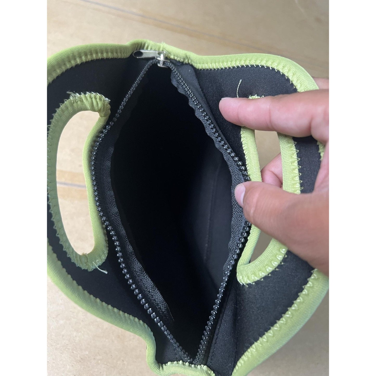 MacKenzie-Childs Top Handle Bag Womens Small Black Neoprene Checkerboard Green