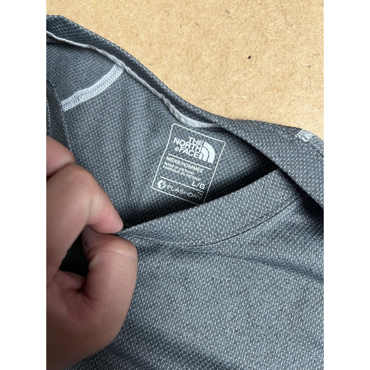 The North Face Shirt Mens L Gray Polyester Moisture Wicking Quick Dry Logo