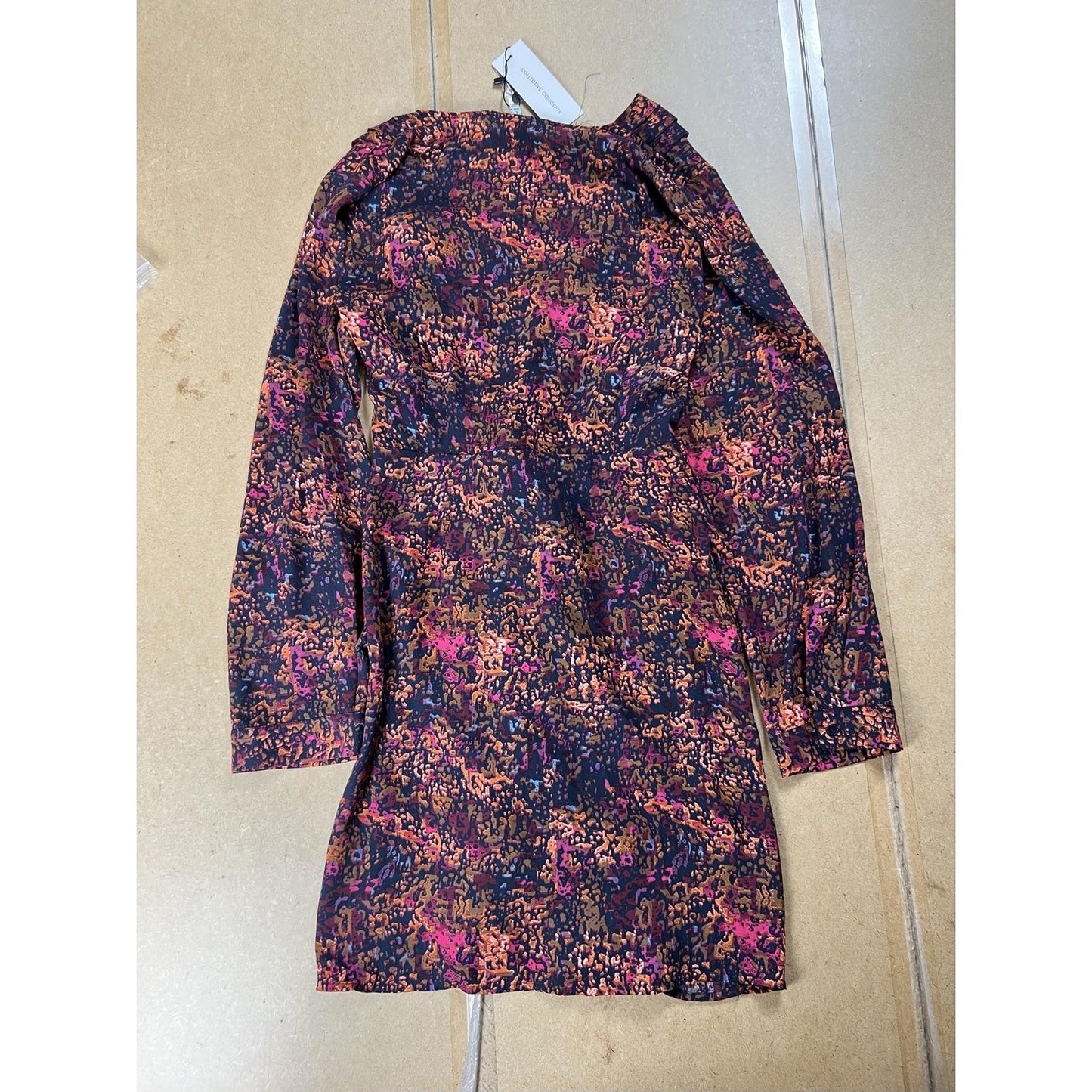 Collective Concepts Dress Womens L Pink Animal Print Wrap V-Neck Short Tie