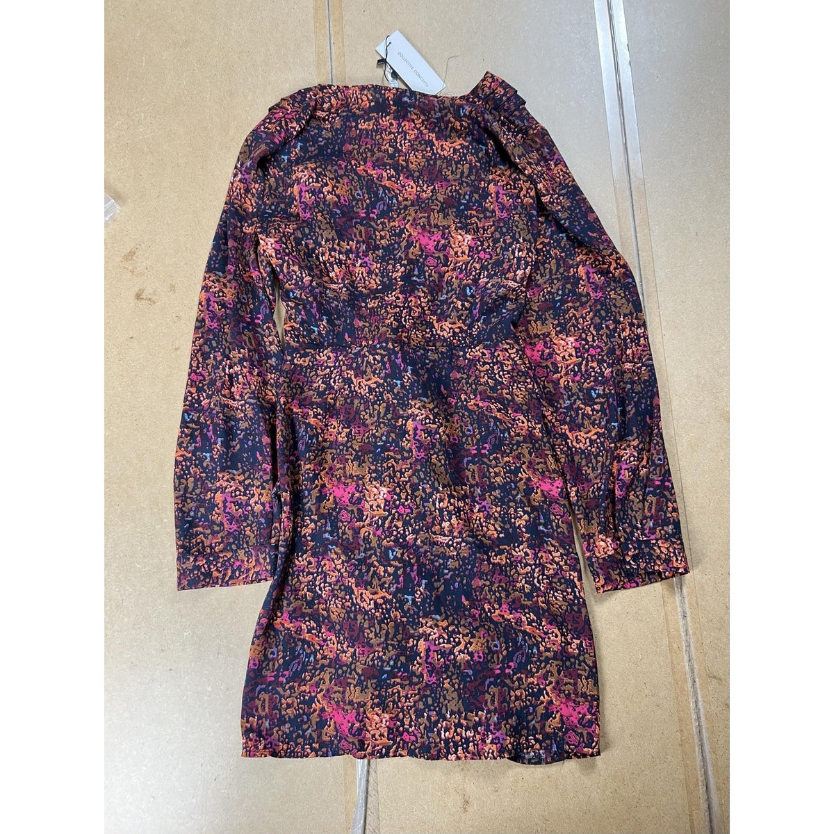 Collective Concepts Dress Womens L Pink Animal Print Wrap V-Neck Short Tie