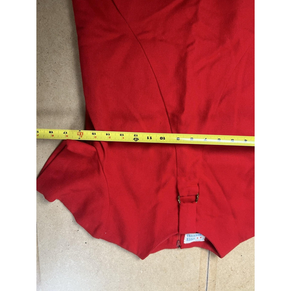 Vogue Americana Dress Womens S Red Shift Knee Length High Neck Lined Buckle