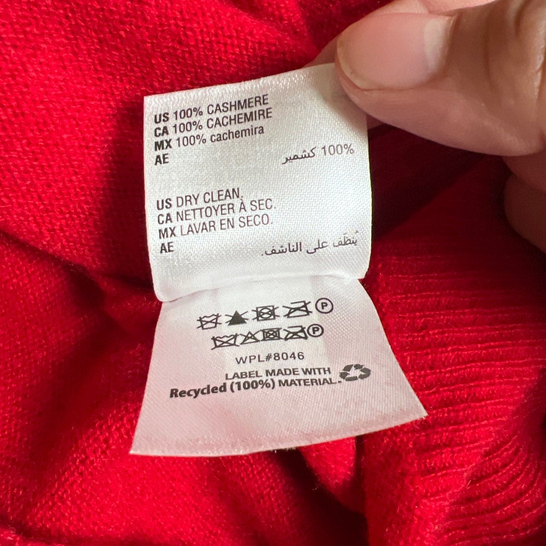 Karen Scott Women Sweater Red Amore 100% Cashmere Turtle Neck Knit Size S