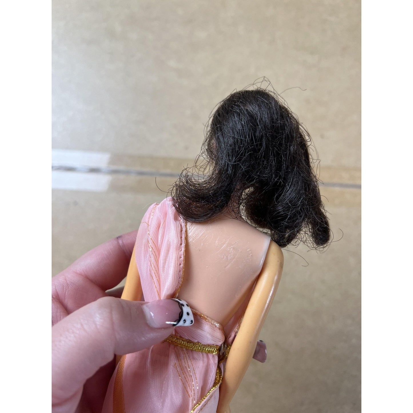 Vintage 1966 Barbie Pink Dress Brown Hair Barbie Fashion Made IKorea