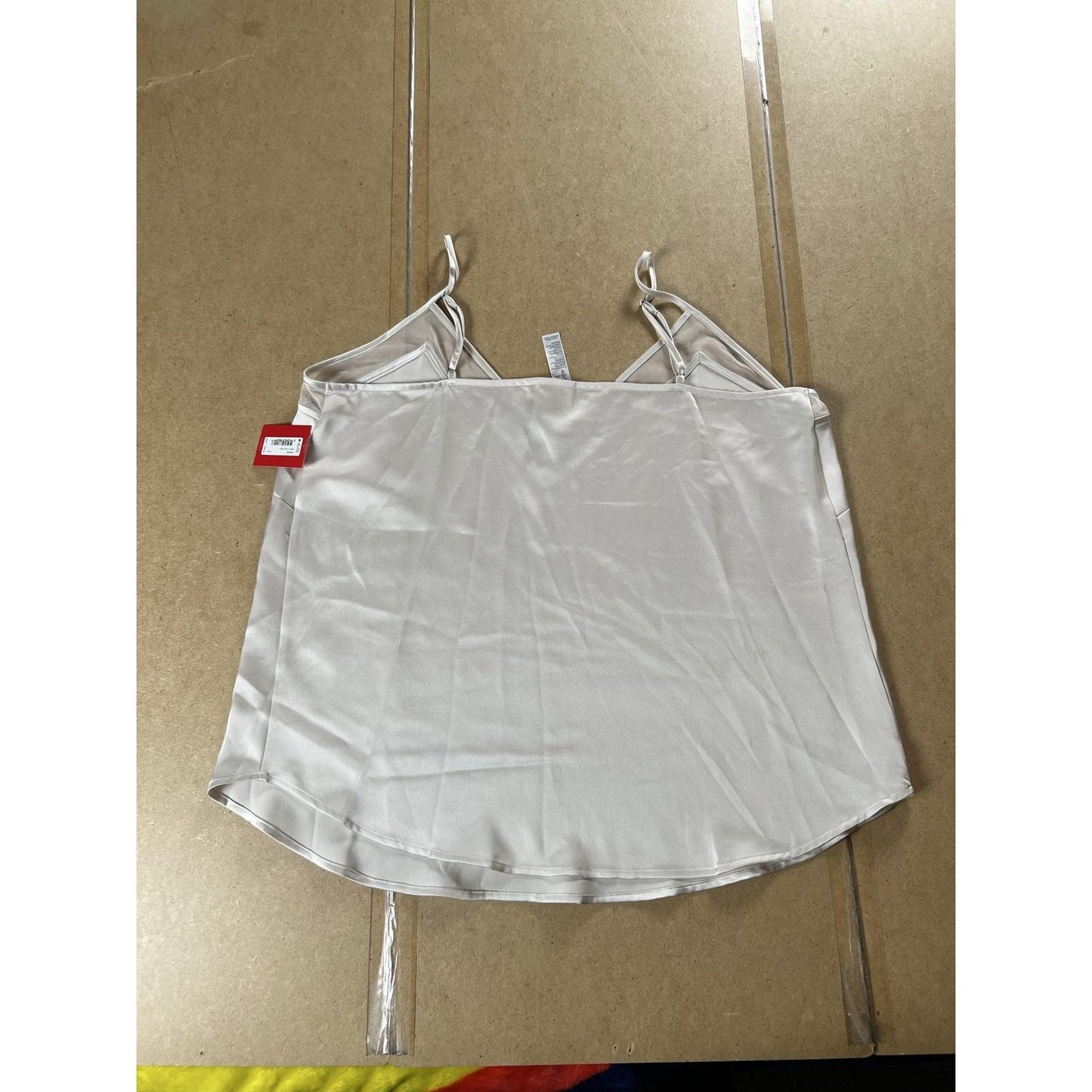 Spanx Tank Womens XL White Mesh V-Neck Lined Cami Adjustable Strap Stretch