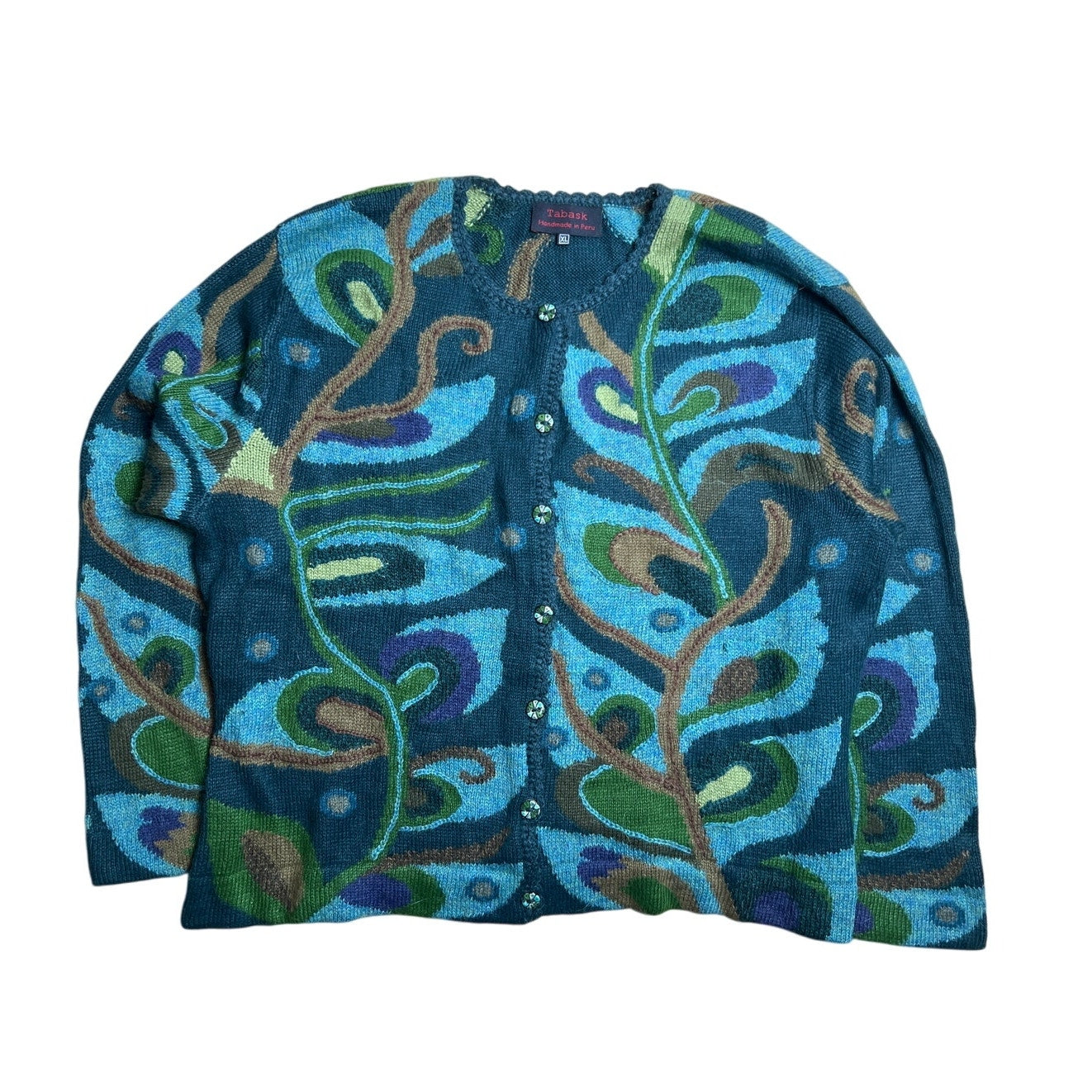 Tabask Handmade Alpaca/Wool Blend Colorful Sweater Size XL