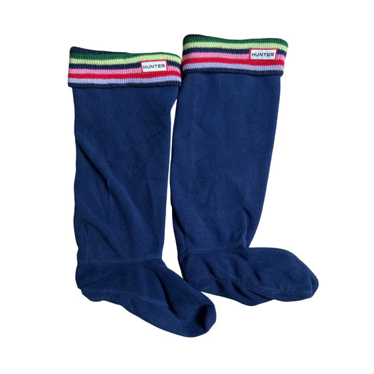 Hunter Girls Navy Blue  Multicolor Striped Cuff Welly Boot Socks Size M/L