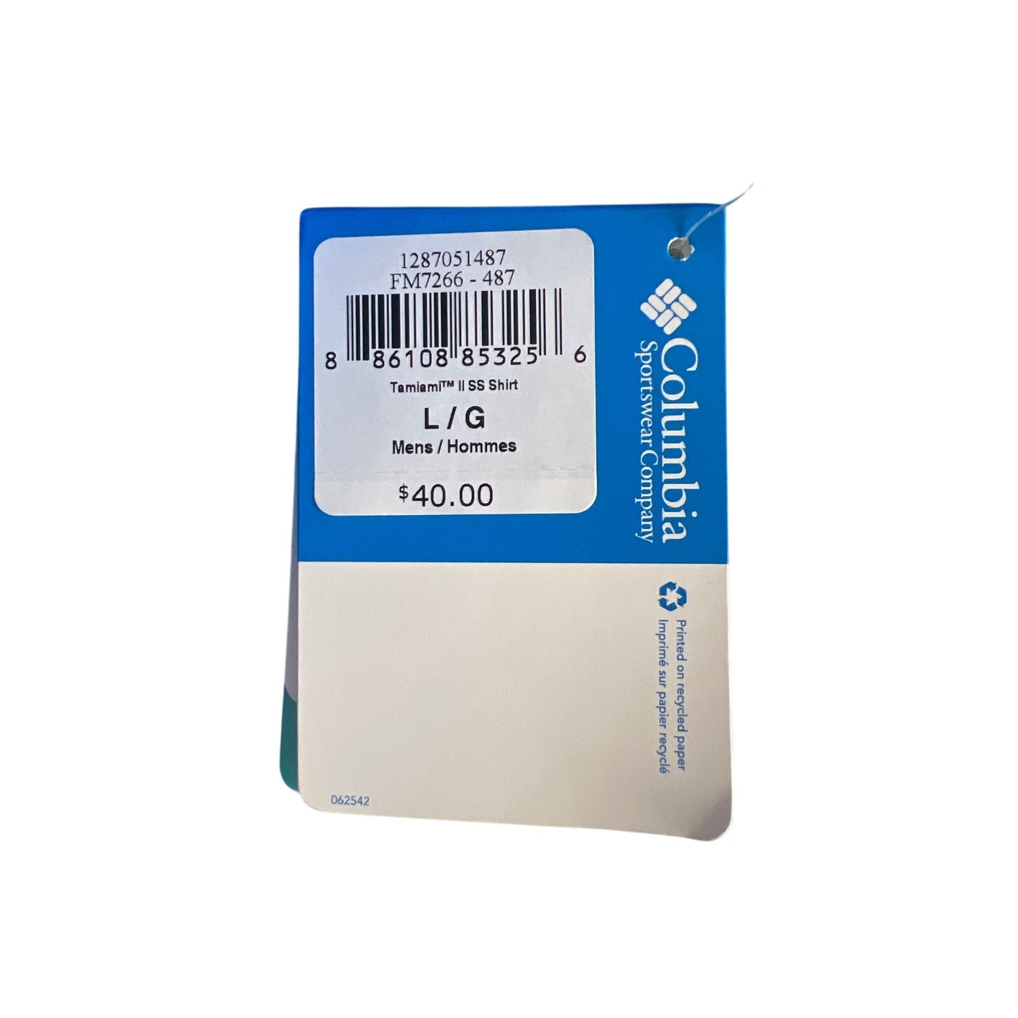 Columbia Tamiami NWT PFG Large SS Shirt Button Down Polyester Blue