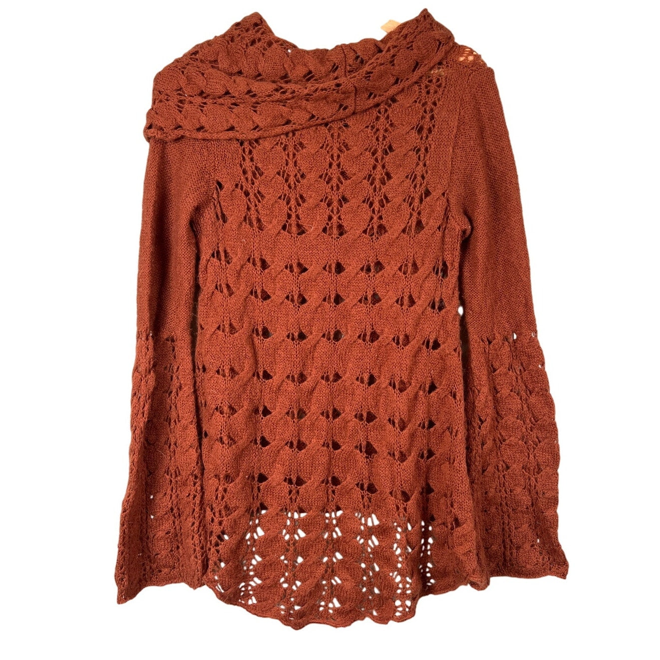 Free People Long Sleeve Sweater Cowl Neck Rusty Brown Size M