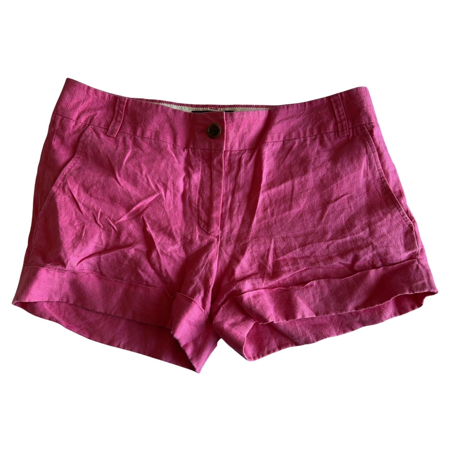 J.CREW Chino Shorts Womens 10 Pink Linen Cuffed City Fit Casual Summer