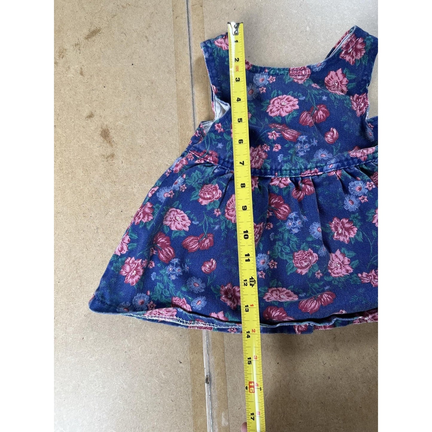 Lee Jeans Sundress Girls One Size Blue Floral Denim Sleeveless Button Pockets
