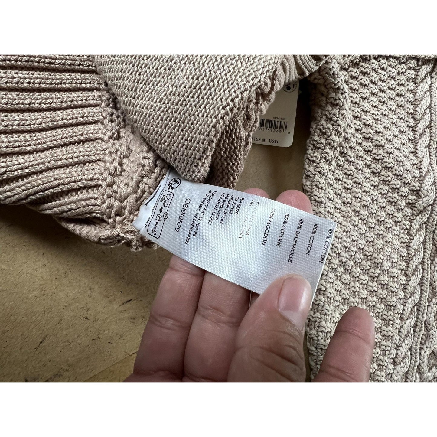 Coatigan Womens XS Beige Hooded Cable Knit Button Cotton Short Casual Pullover