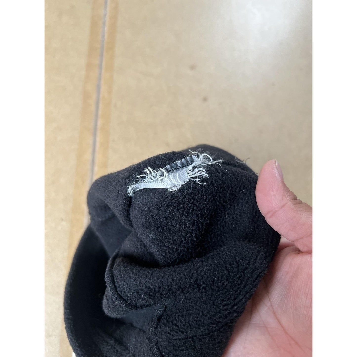 Hat Cap Strap Back Adjustable Mens Black Fleece Outdoor Drawcord Trim