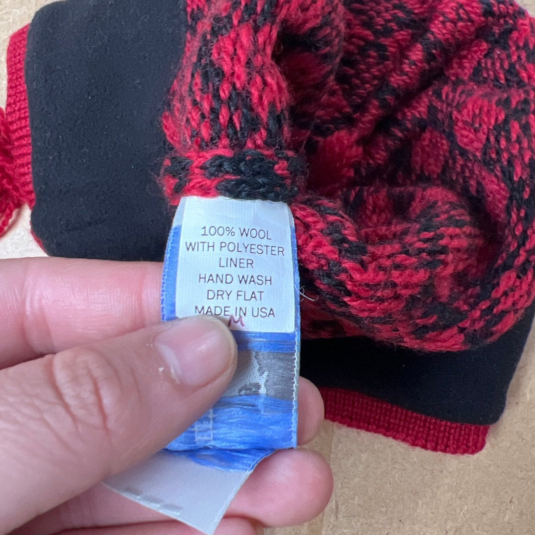 Black Sheep Woolen Red/Black 100% Wool Beanie One Size