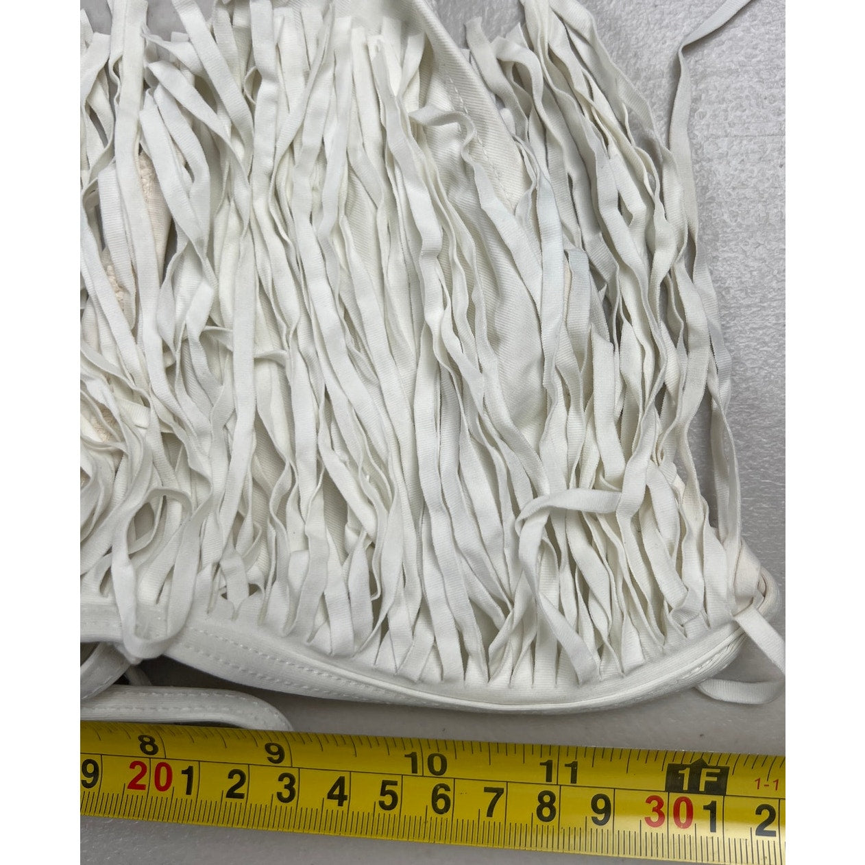 Y2K L-Space Medium White Fringe Women Swimwear Top Bikini