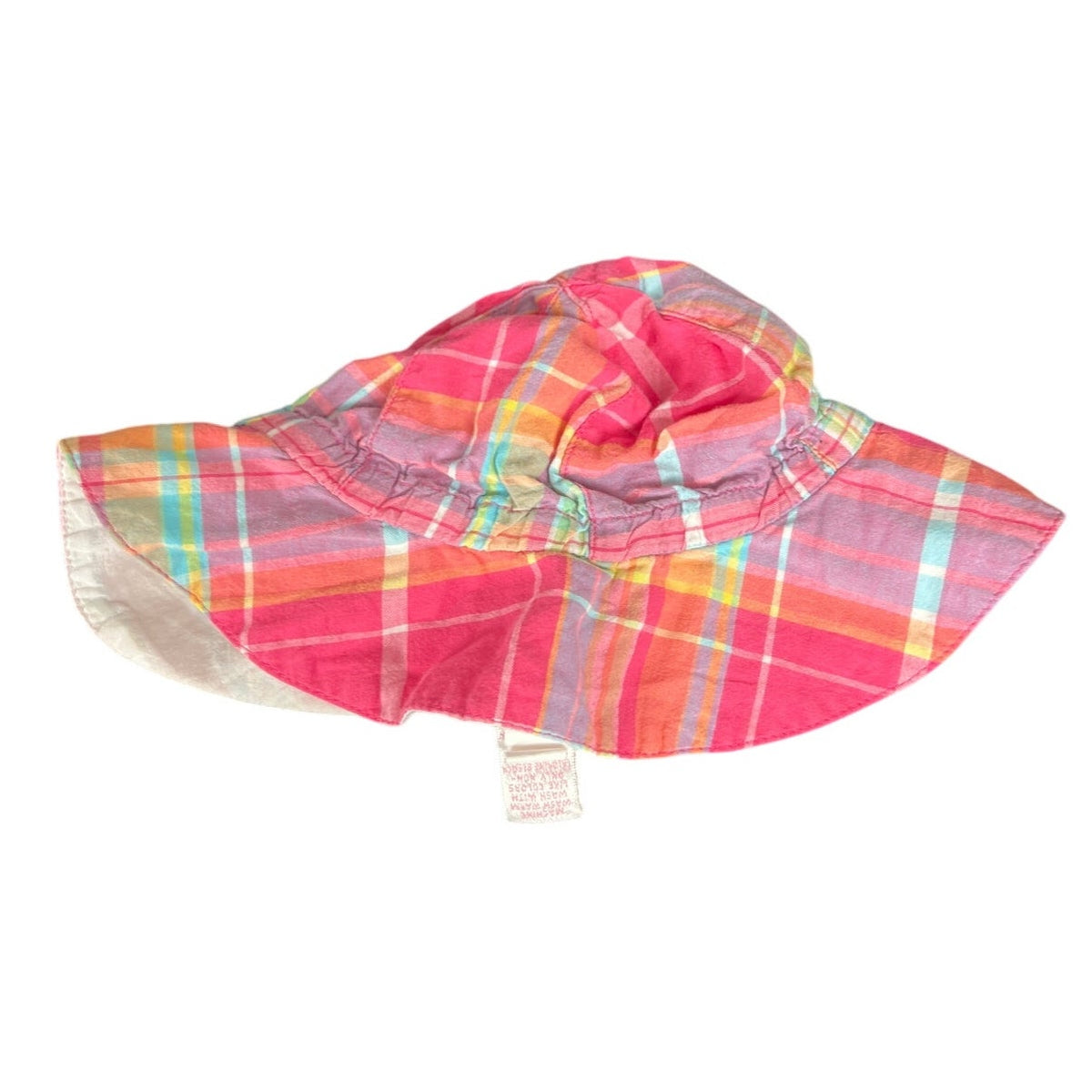 Chaps Size 9M Plaid Baby Bucket Hat Summer Pink