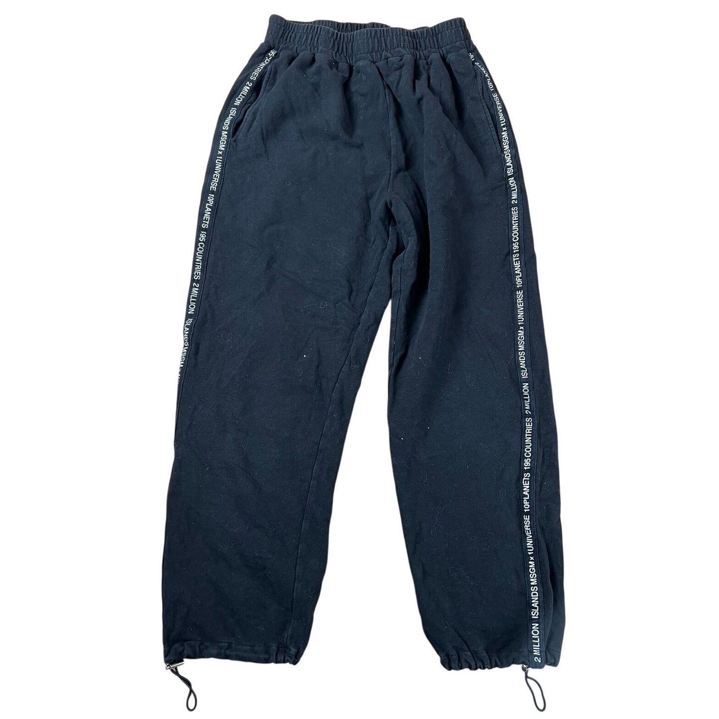MSGM Jogger Pants Womens S Black Logo Tape Drawstring Elastic Cuff Casual