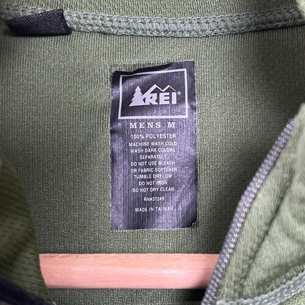 REI Co-Op Medium Quarter Zip Green Men's Pullover 100% Polyester