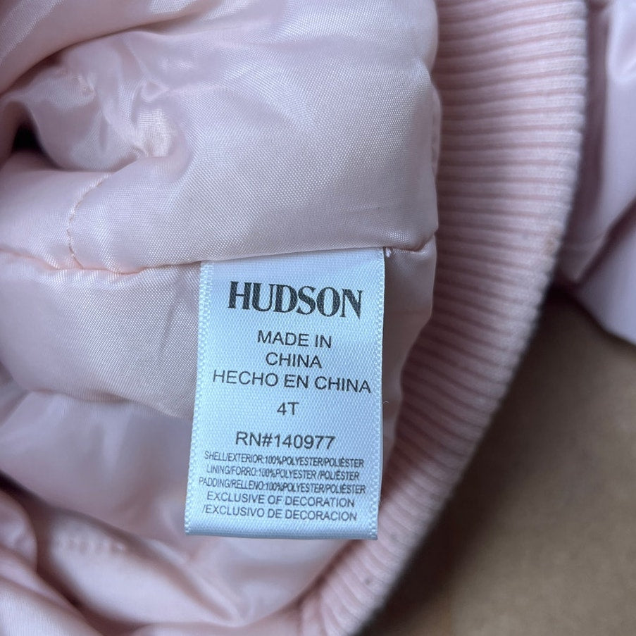 Hudson Embroidered Ruched Pink Coat Size 4T