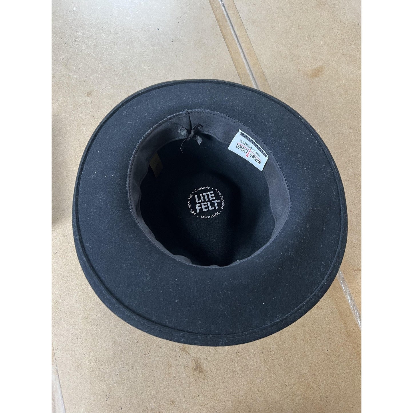 Minnetonka Felt Hat Medium Black 100% Wool Lite Felt Leather Band Made In USA