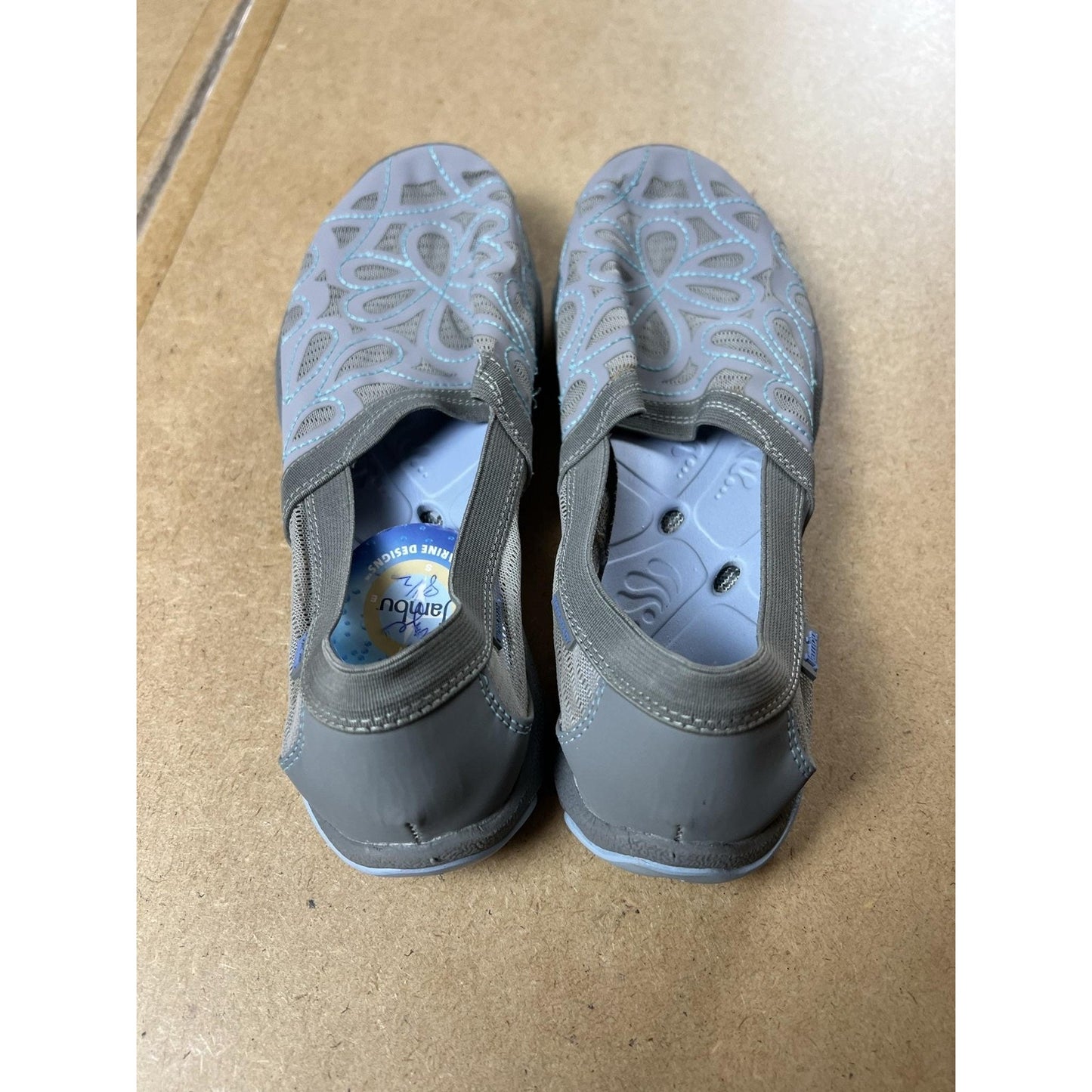 Jambu Slip-On Flats Womens 7 Gray Mesh Floral Barefoot Designs Water Trail
