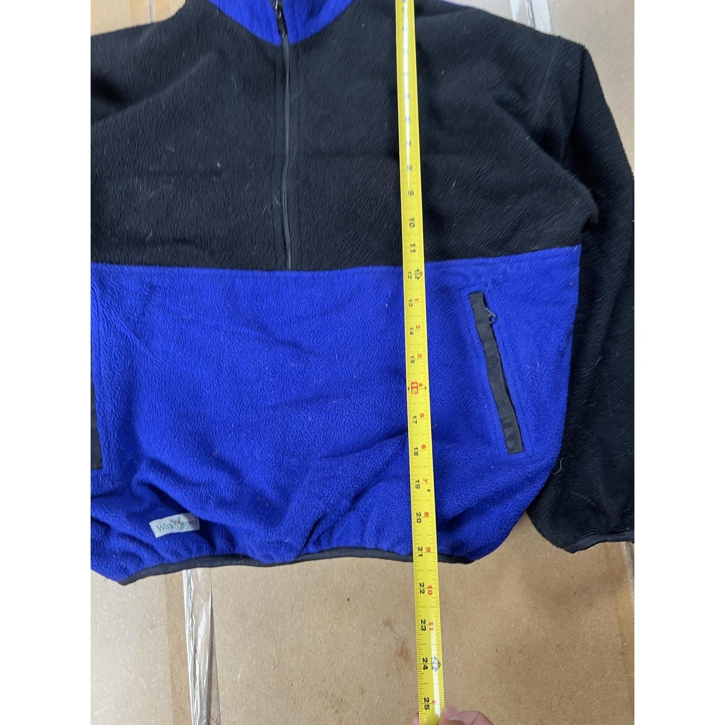 Wintergreen Sweater Womens S Blue Black Fleece Pullover 1/2 Zip Pockets