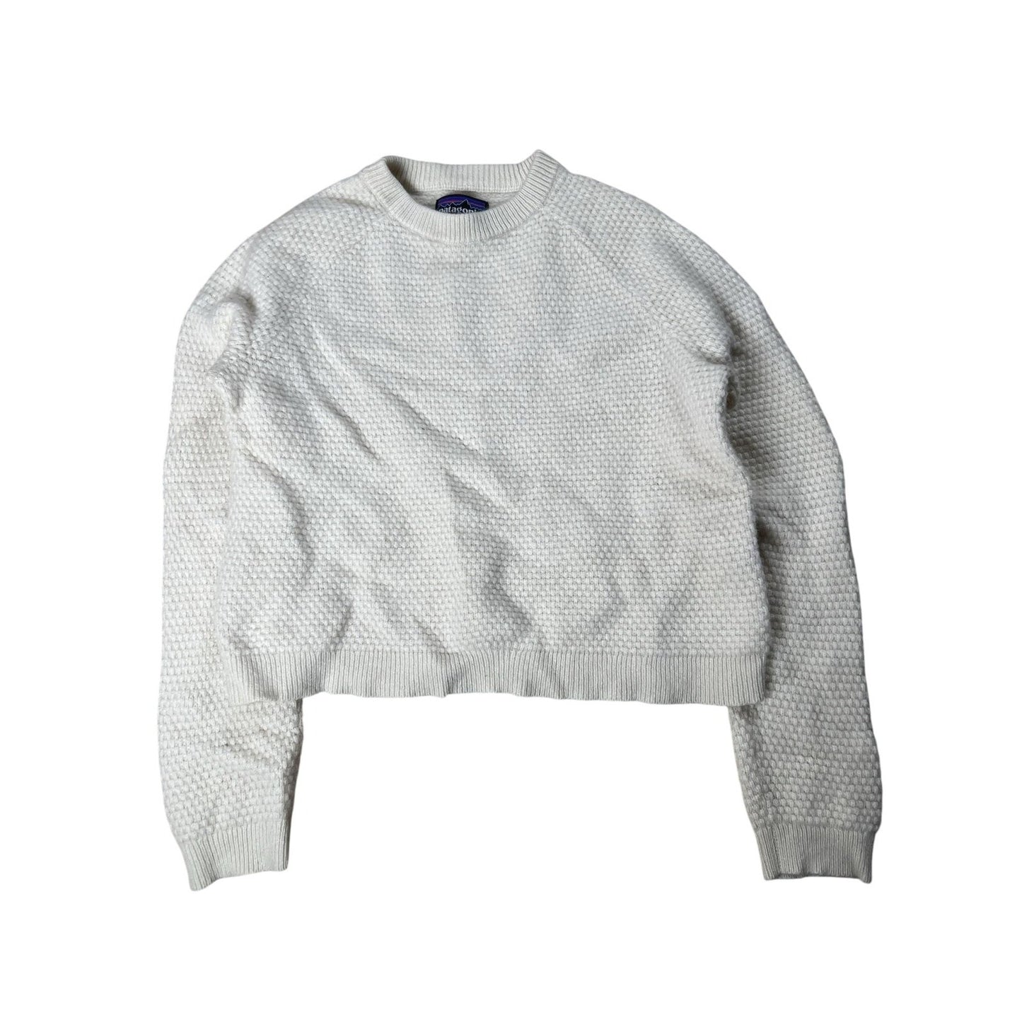 Patagonia Sweater Womens S White Pullover Waffle-Knit Heavyweight Cashmere