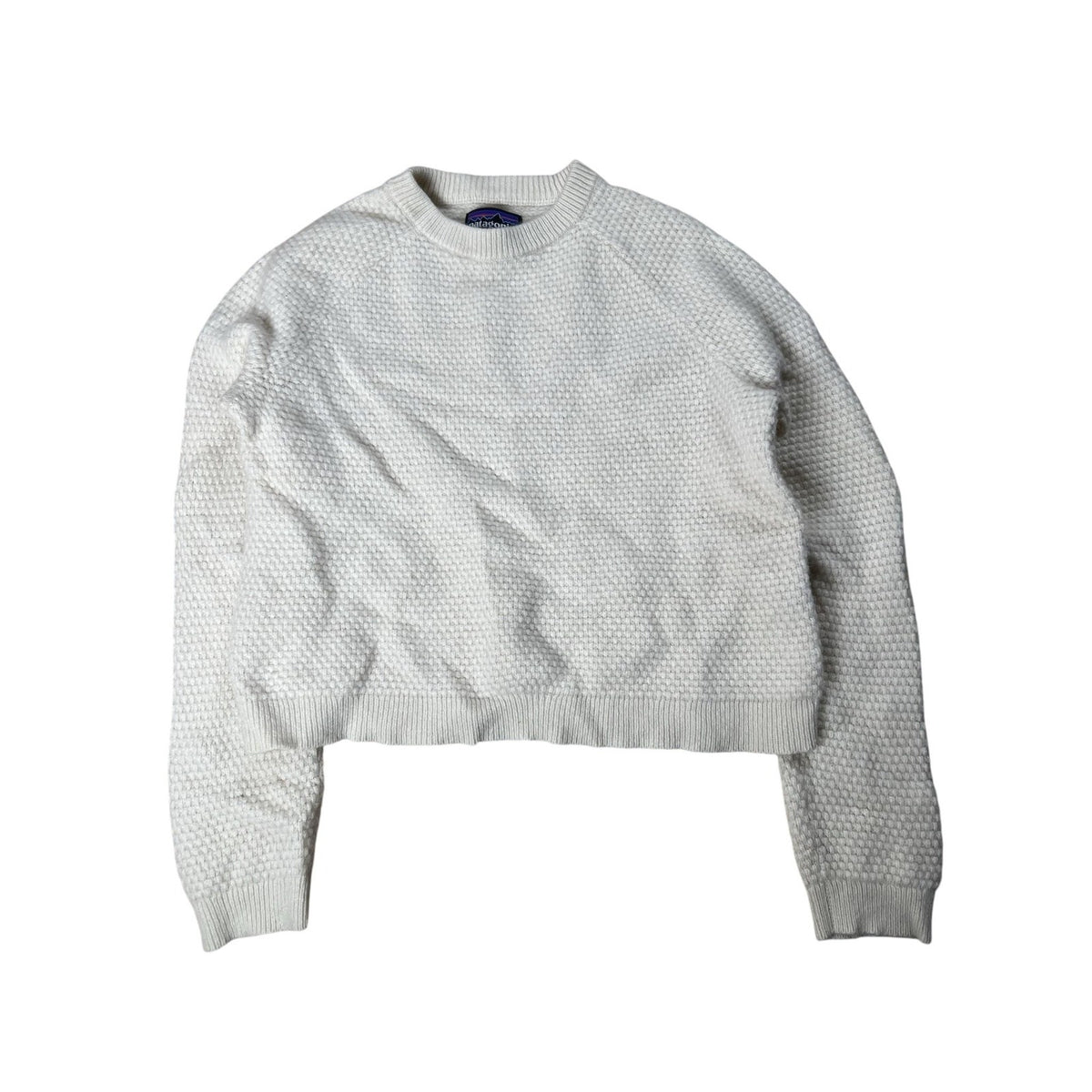 Patagonia Sweater Womens S White Pullover Waffle-Knit Heavyweight Cashmere
