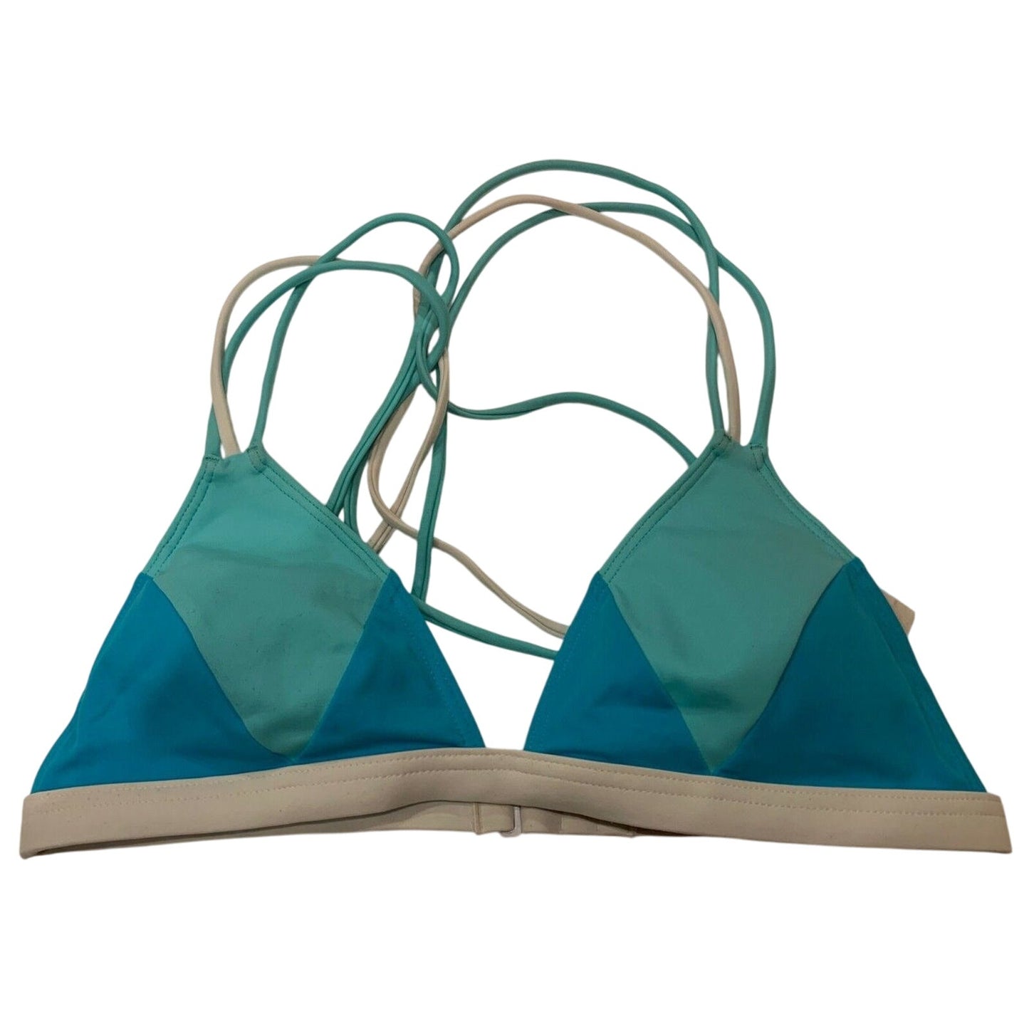 Victoria's Victoria Secret Bikini PINK Top Blue Crossed Back Straps Size S - EUC