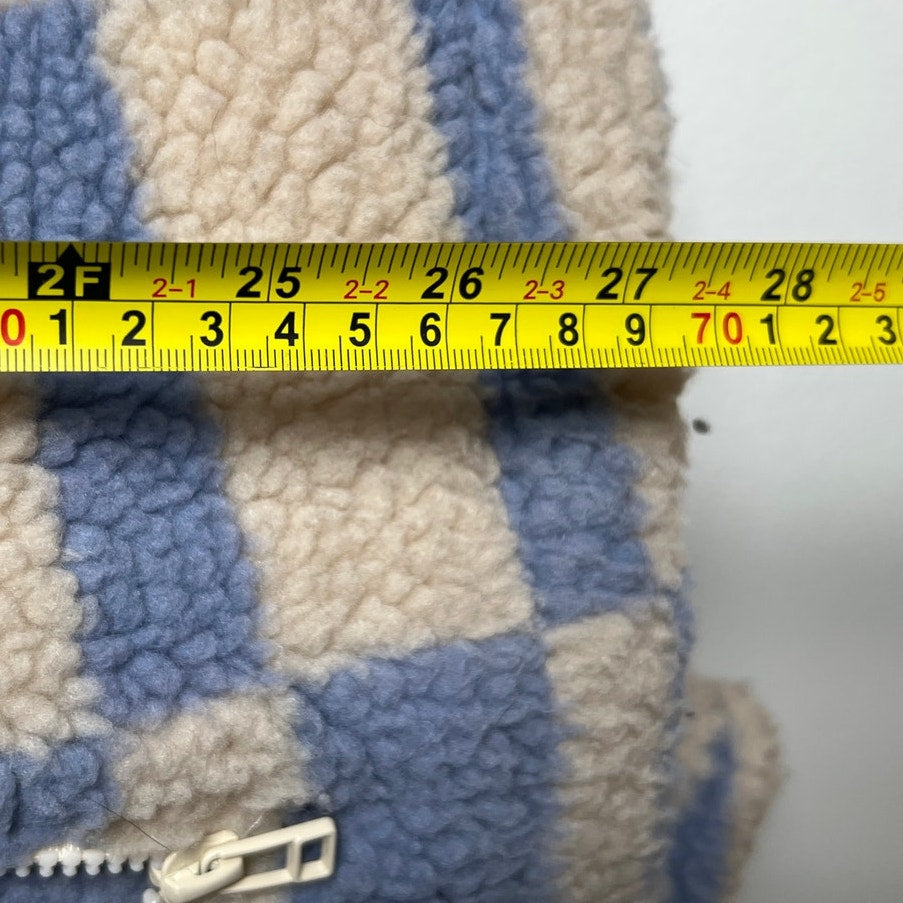 UO Blue and Tan 100% Polyester Sherpa Plush Zip Jacket Size Large