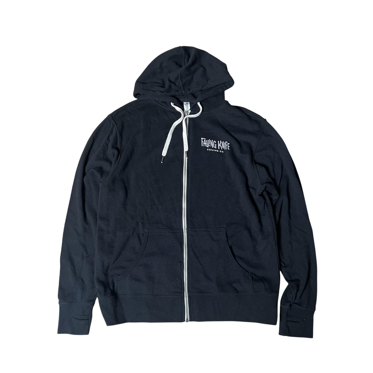 Independent Trading Company Sweater Mens M Black Full Zip Hooded Logo Casual